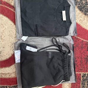 Essentials Black Hoodie and short Set